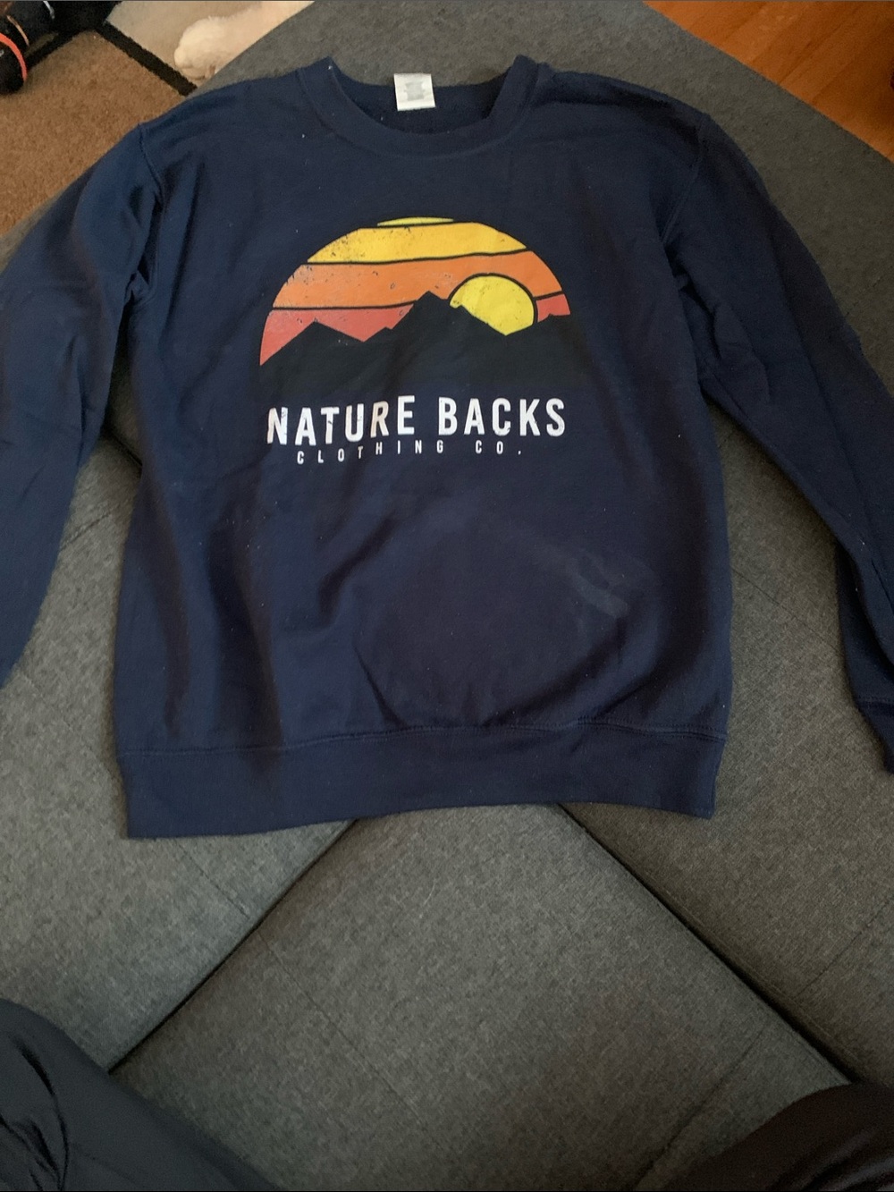 Gildan Navy Crewneck with Sunset Graphic